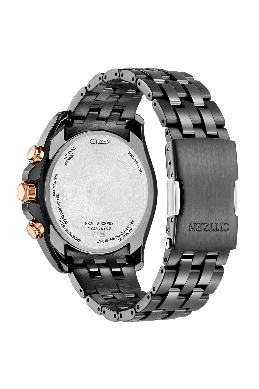 萬年鐘錶 - Citizen 星辰錶  綠色面盤光動能世界時間電波對時男錶  AT9128-87X 錶徑44MM