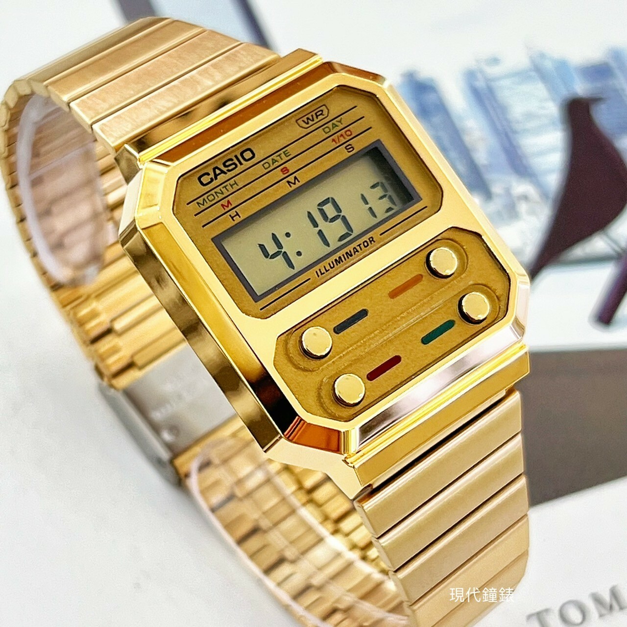 【CASIO 卡西歐】復古方型電子錶 A100WEG-9A 32.7mm 現代鐘錶