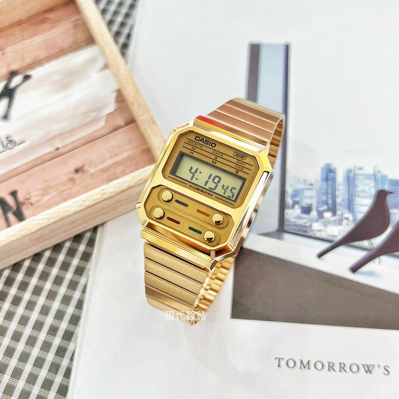 【CASIO 卡西歐】復古方型電子錶 A100WEG-9A 32.7mm 現代鐘錶