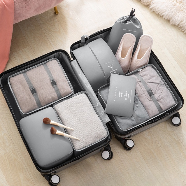 【TOBY_DUCK】旅行收納袋7件組 衣物行李收納 束口袋 鞋袋 出國必備用品