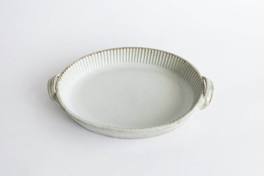 宋艸窯-雙耳焗烤皿(大) / 藁白