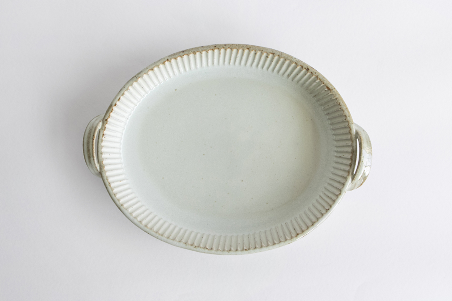 宋艸窯-雙耳焗烤皿(大) / 藁白