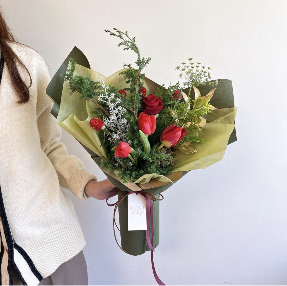 RUNI Bouquet-聖誕雪松鬱金香花束🎄