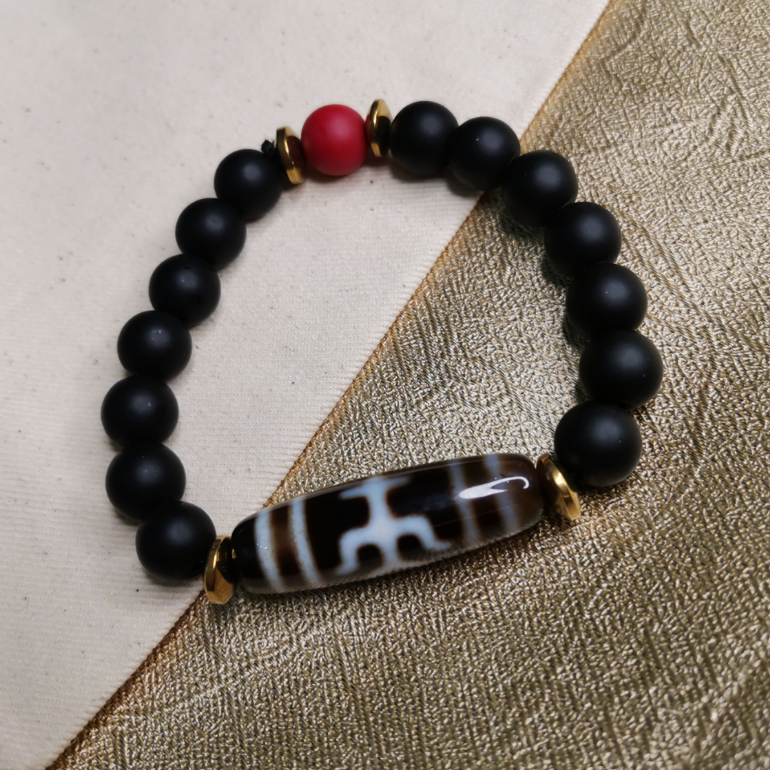 古代天珠　財神天珠　瑪瑙 财神天珠（红）-19mm 慈悲音