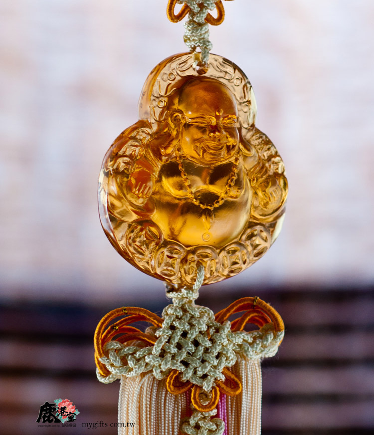 鹿港窯禮品館│琉璃吊飾 發財彌勒佛 琥珀
