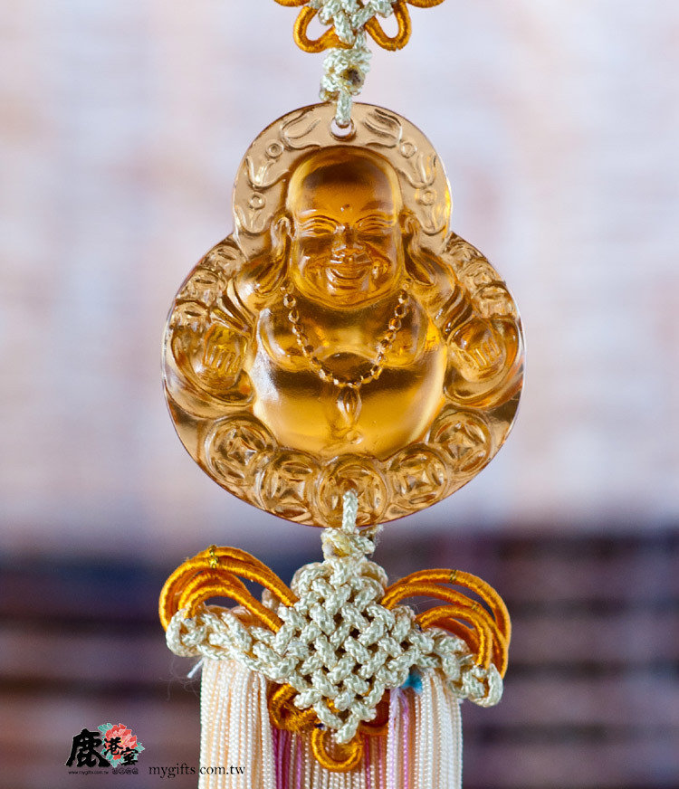 鹿港窯禮品館│琉璃吊飾 發財彌勒佛 琥珀