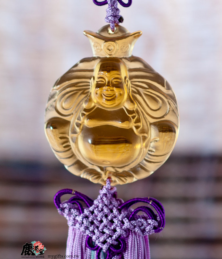 鹿港窯禮品館│琉璃吊飾 元寶彌勒佛 琥珀