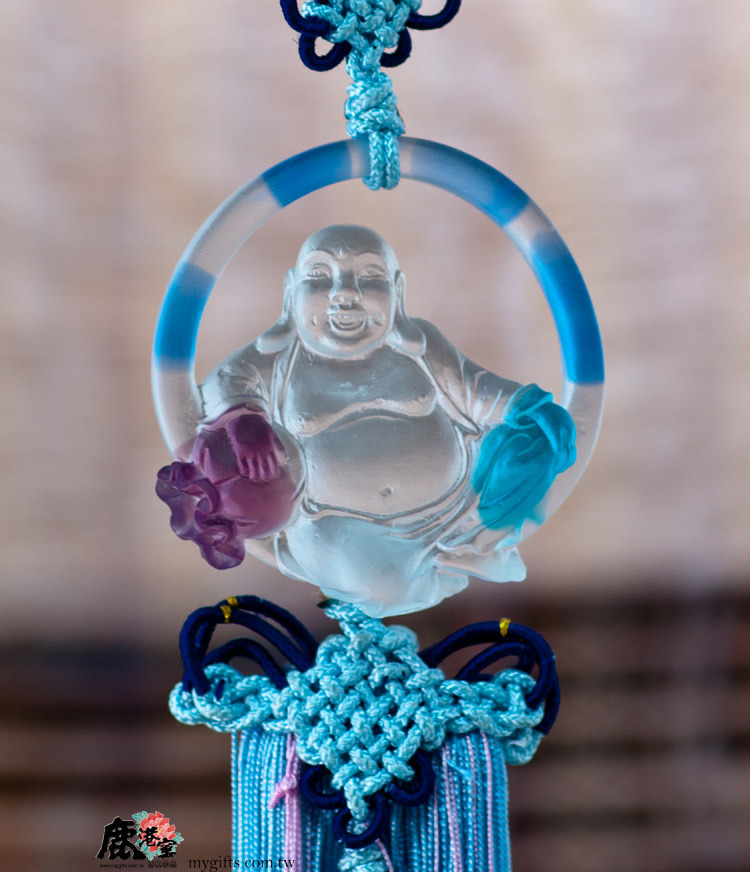 鹿港窯禮品館│琉璃吊飾【圓滿彌勒佛】透明色+混合色系