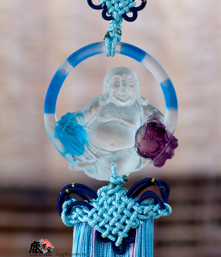 鹿港窯禮品館│琉璃吊飾【圓滿彌勒佛】透明色+混合色系