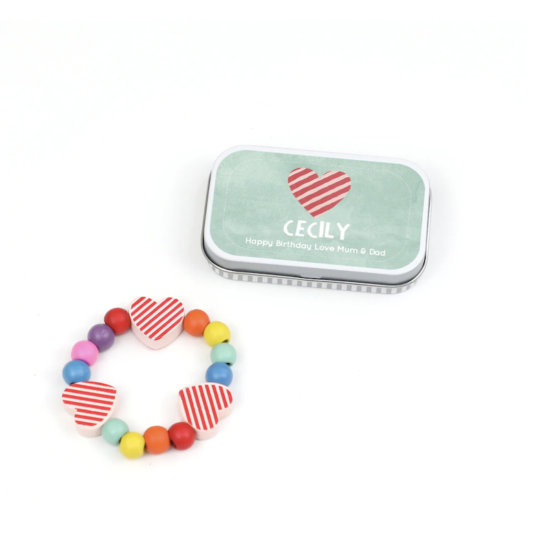 愛心手環 - 迷你鐵盒 | DIY木質串珠手環系列