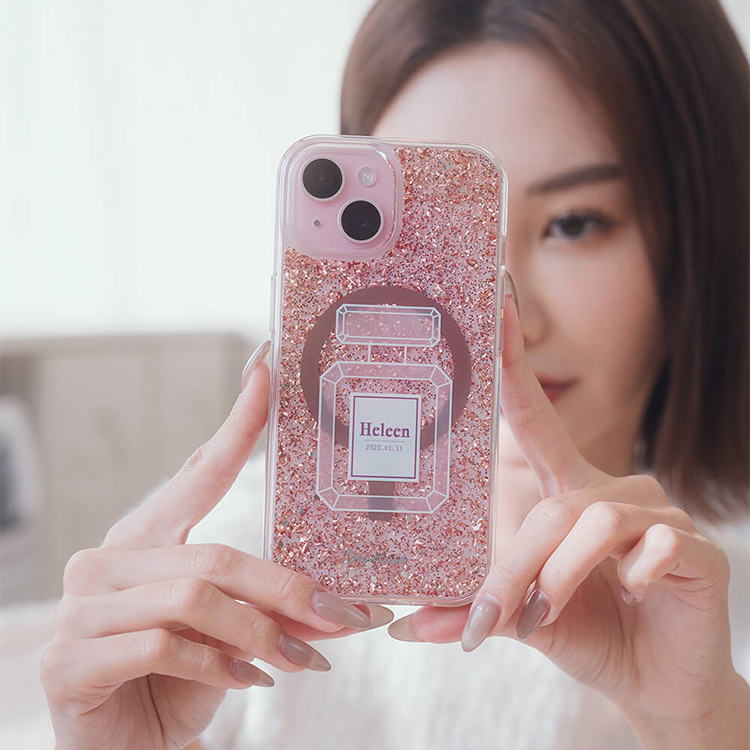 清新香水 玫瑰金貝拉殼 (MagSafe兼容) - (訂製名字) iPhone客製化手機殼