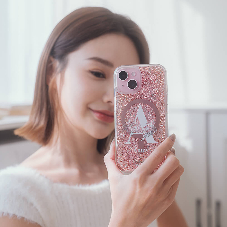 大字陪襯 玫瑰金貝拉殼 (MagSafe兼容) - (訂製名字) iPhone客製化手機殼