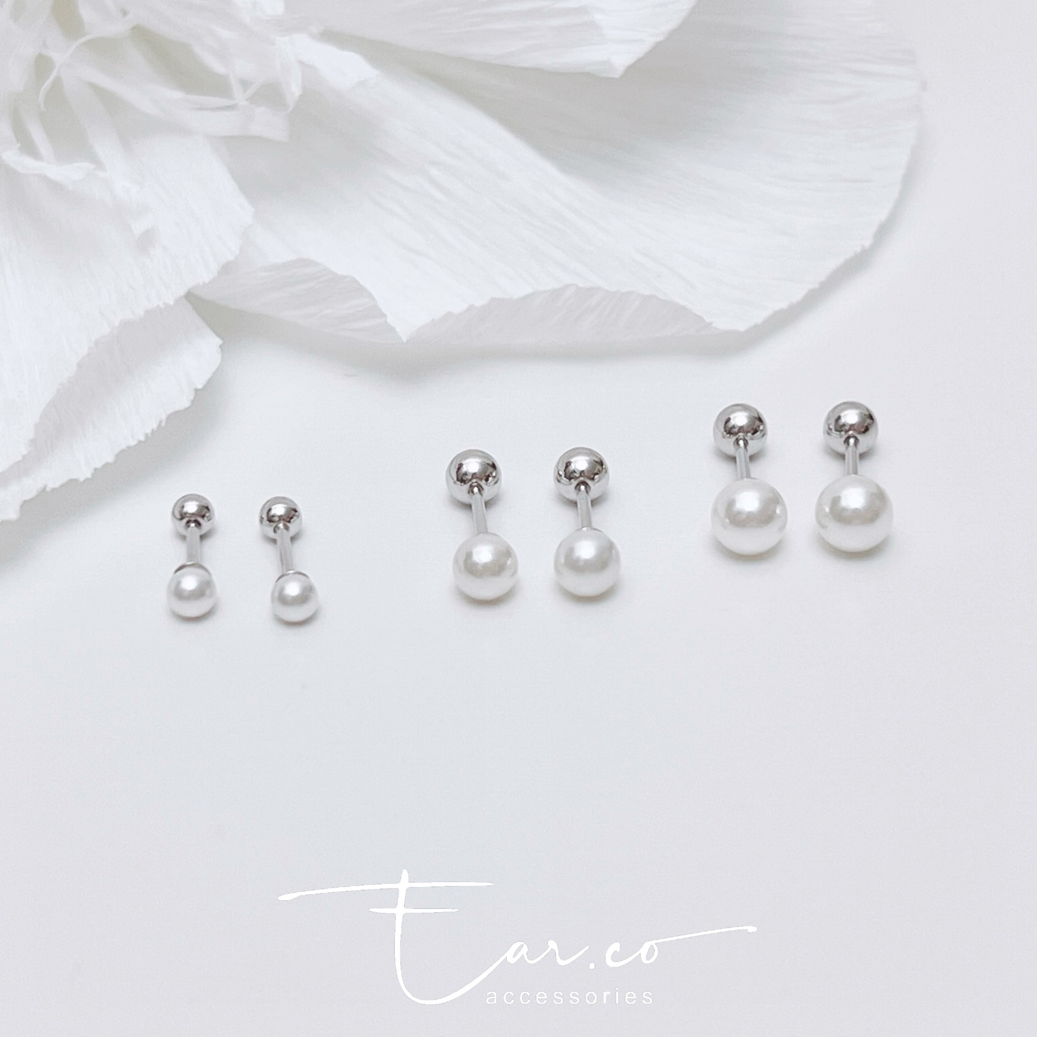 溫柔百搭珍珠純銀耳珠/耳骨釘 [一對]