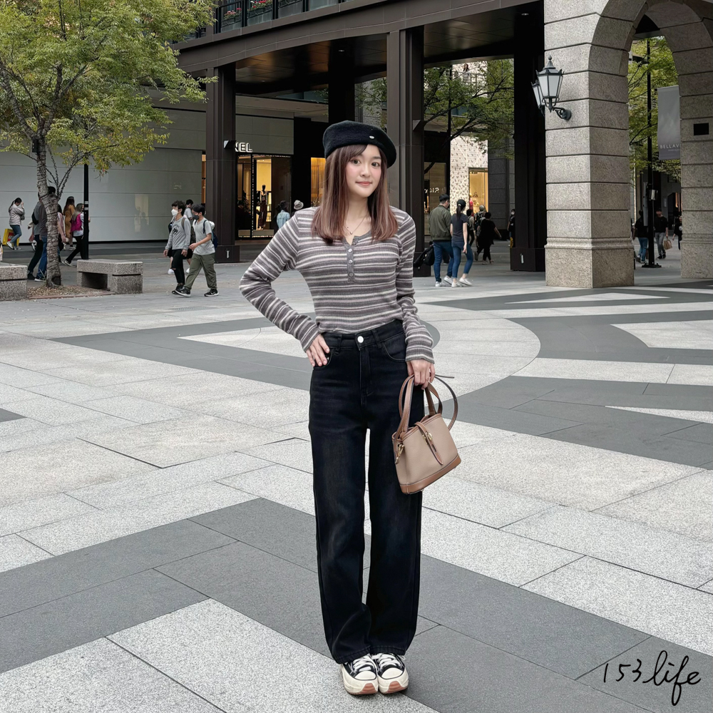 |最後現貨|⛄️(加絨/一般)黑色微廢土風高腰小隻女生牛仔寬褲XXS-L(九分/長款)