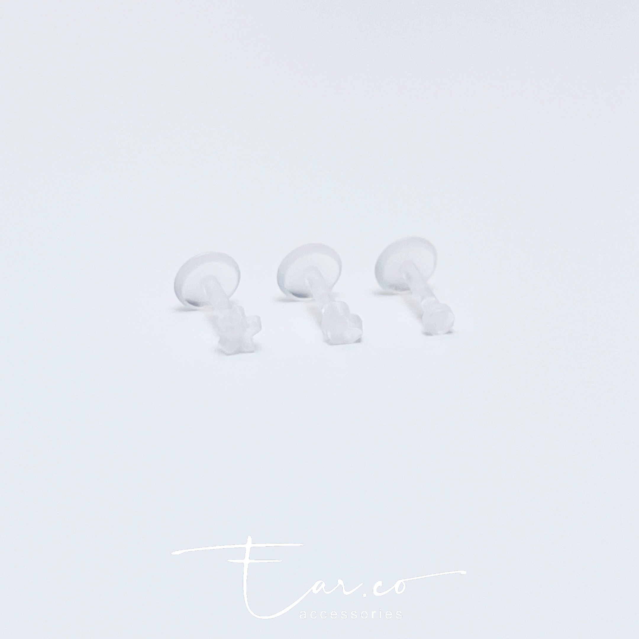 透明圖案防敏膠弧形平底耳環