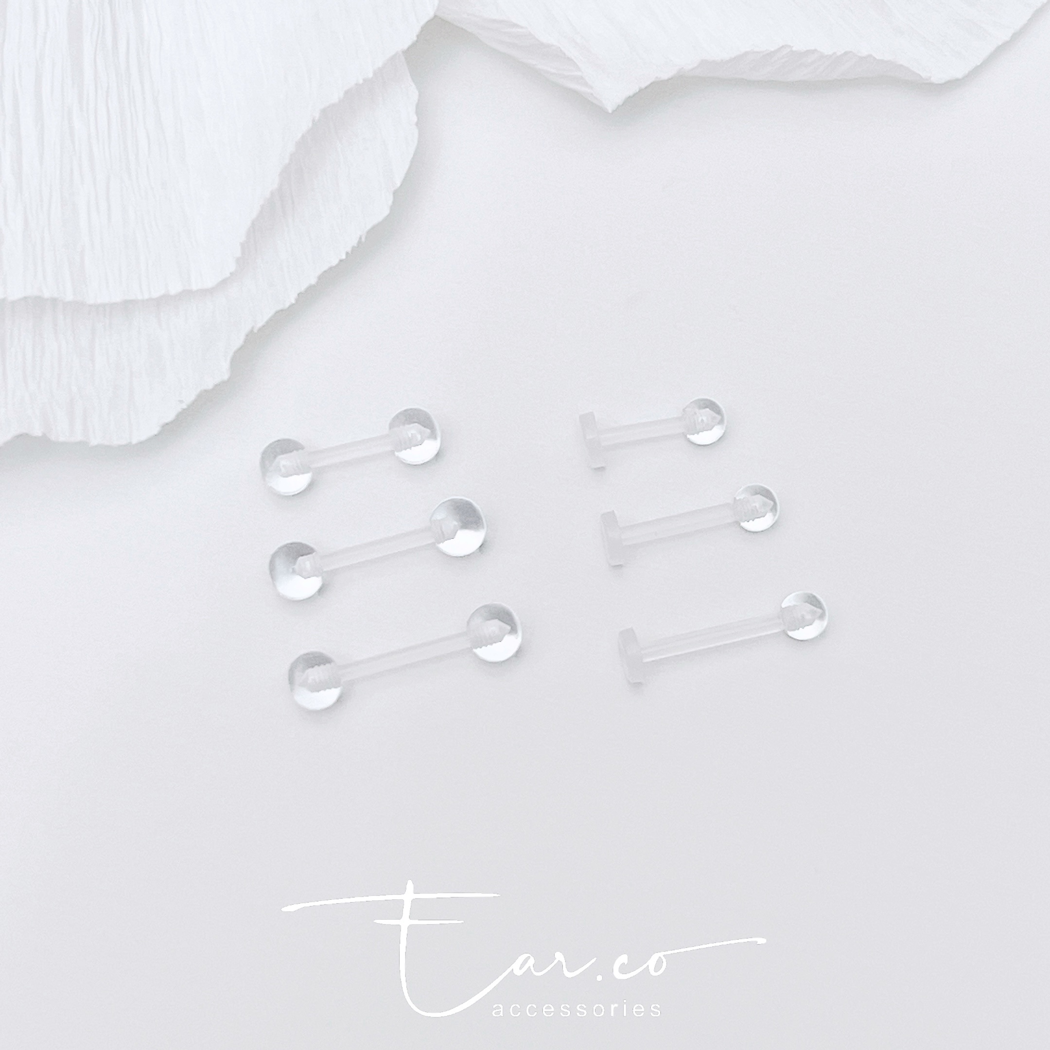 透明波波防敏膠耳環 (波波頭/平底）