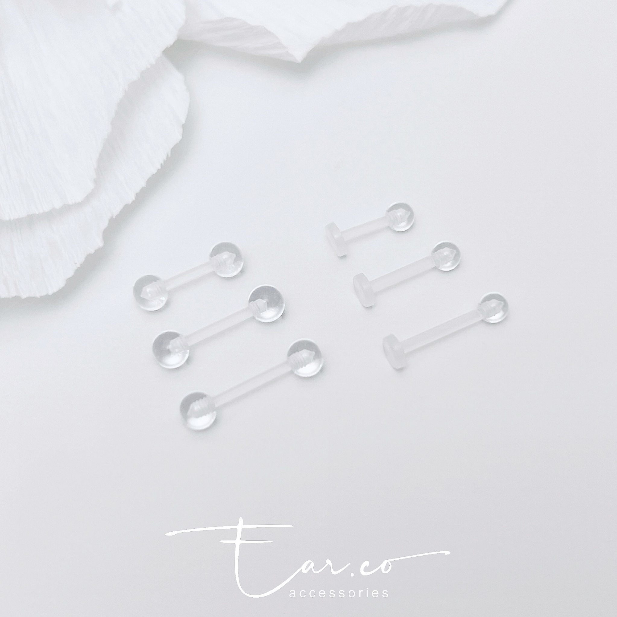 透明波波防敏膠耳環 (波波頭/平底）