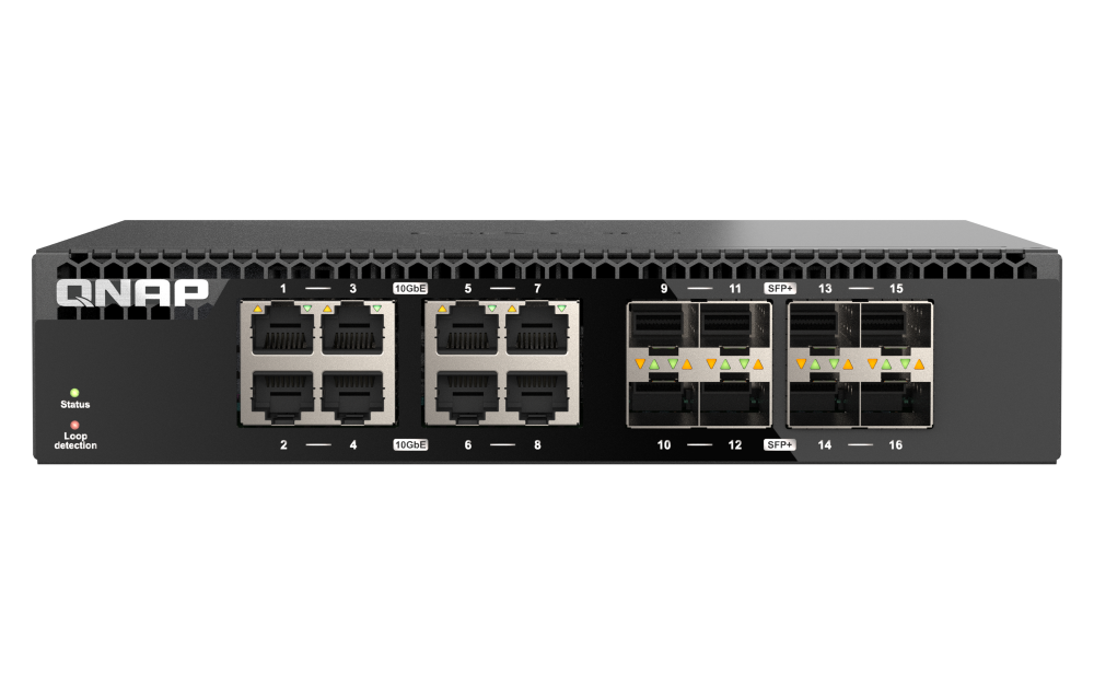 QNAP QSW-3216R-8S8T 16-Port Half-Width Rackmount 10GbE Unmanaged Switch 半機架寬非網管型交換器