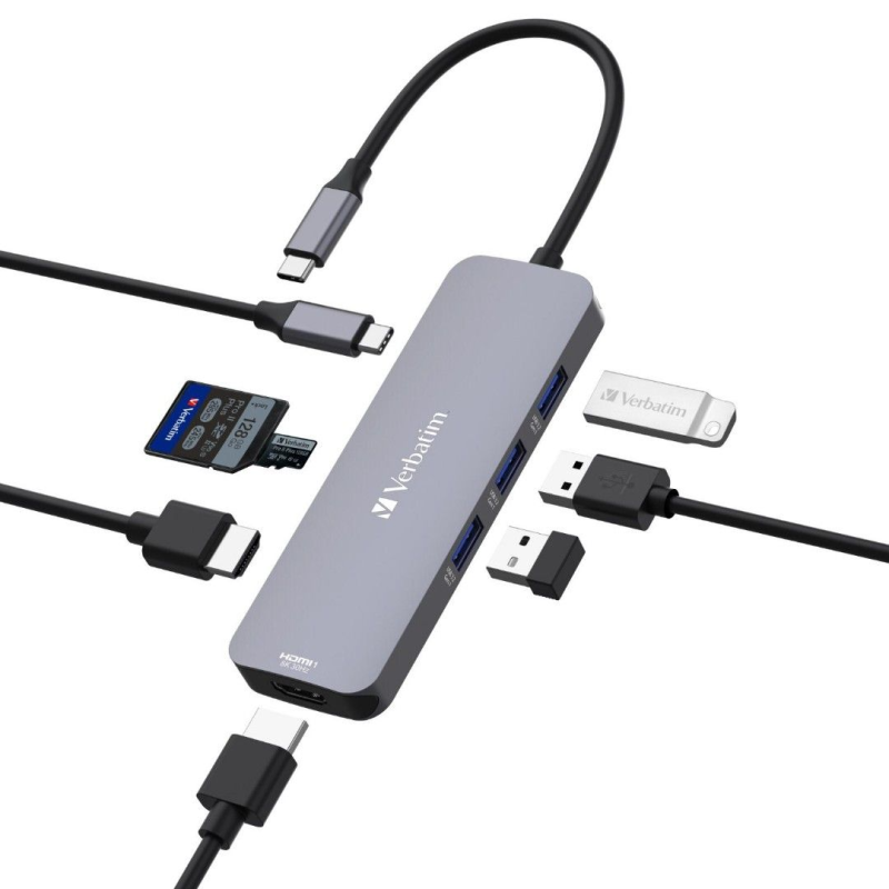 Verbatim 8 in 1 USB 3.2 Gen 2 Type C Hub (32151)