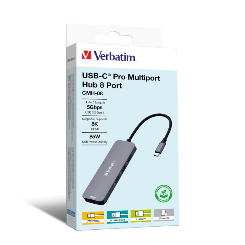 Verbatim 8 in 1 USB 3.2 Gen 2 Type C Hub (32151)