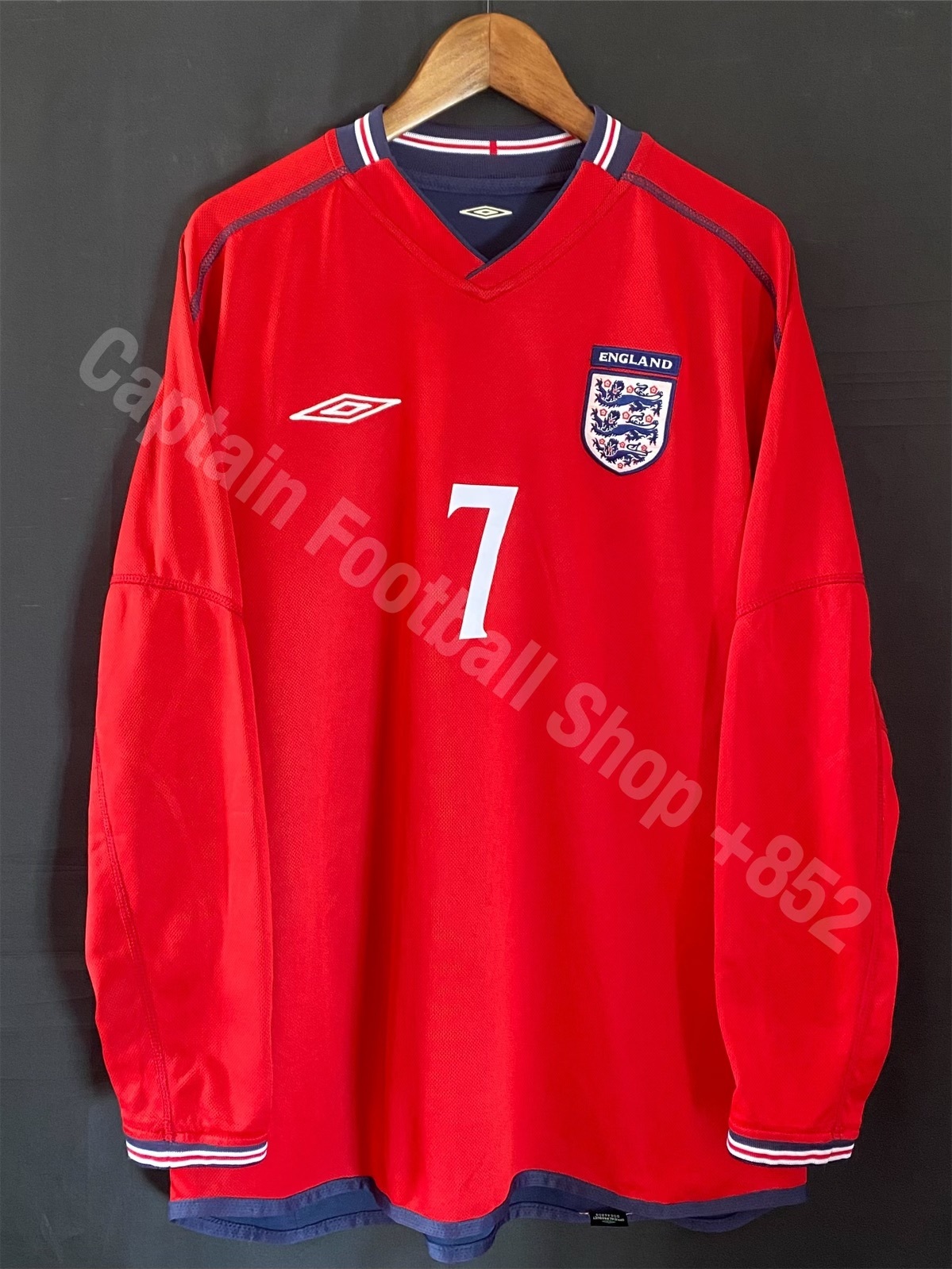 England 2002 FIFA World Cup Umbro L/S Away Shirt #7 BECKHAM
