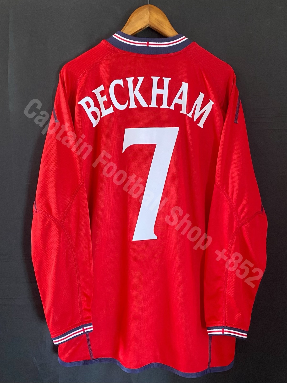 England 2002 FIFA World Cup Umbro Away L/S shirt #7 BEC