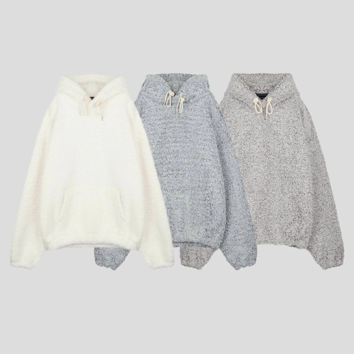 淨色毛絨連帽衛衣 T5246