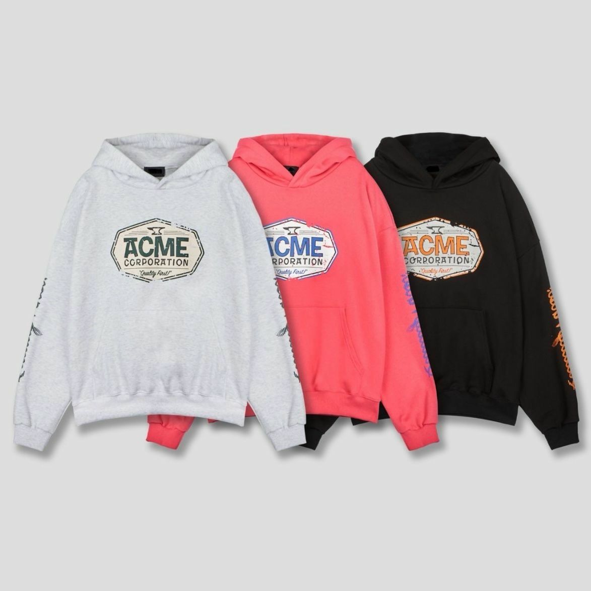 英文字圖案連帽衛衣(薄抓毛底) T5248