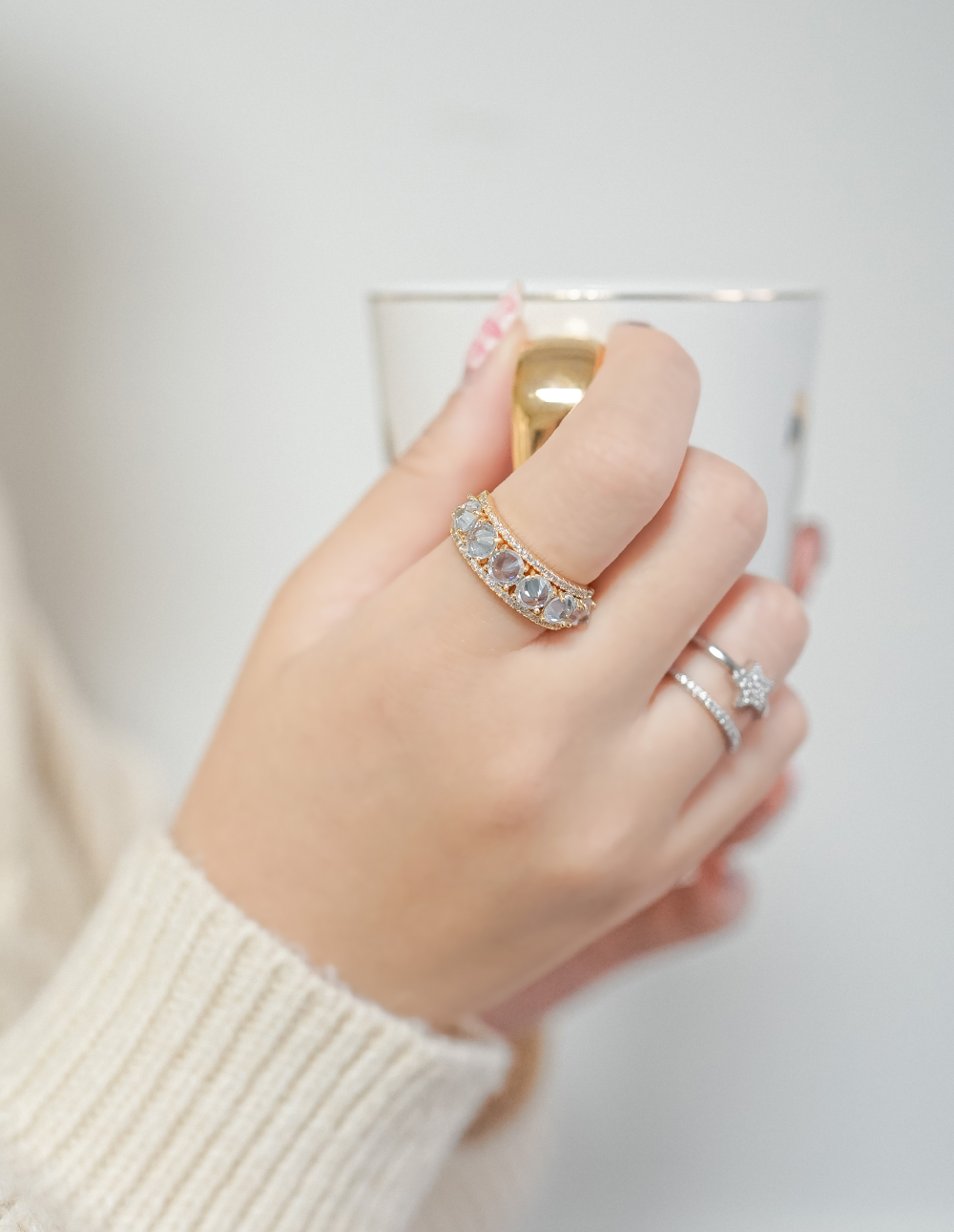 切割排鑽可調式戒指✦3mm