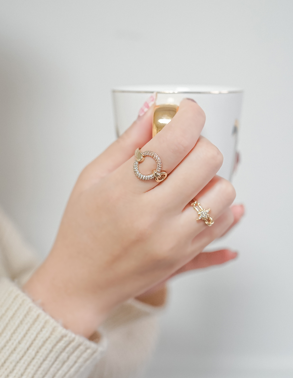 圈圈水鑽可調式戒指