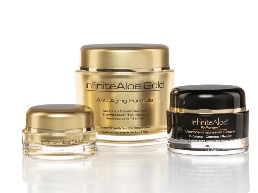 【新包裝】美國製  InfiniteAloe Gold R'eparneu 金裝逆齡蘆薈精華護膚霜 5件套裝