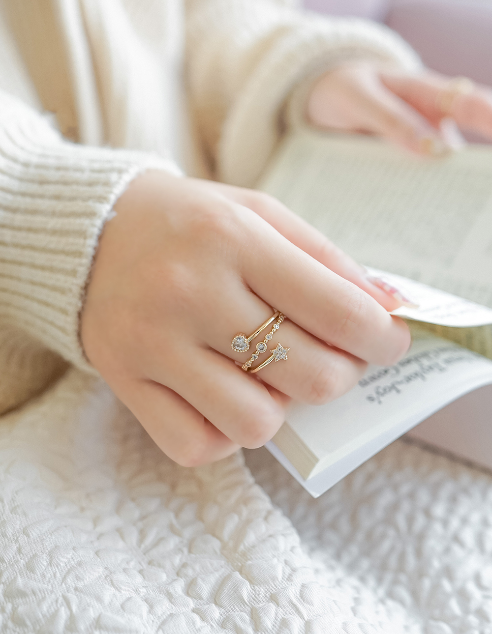 五角愛心可調式戒指