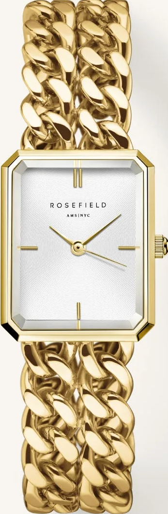 萬年鐘錶 -  【ROSEFIELD】  阿姆斯特丹設計師品牌 The Octagon 系列 時尚簡約長方形手鍊式錶帶女錶  SWGSG-O76  錶徑19.5MM