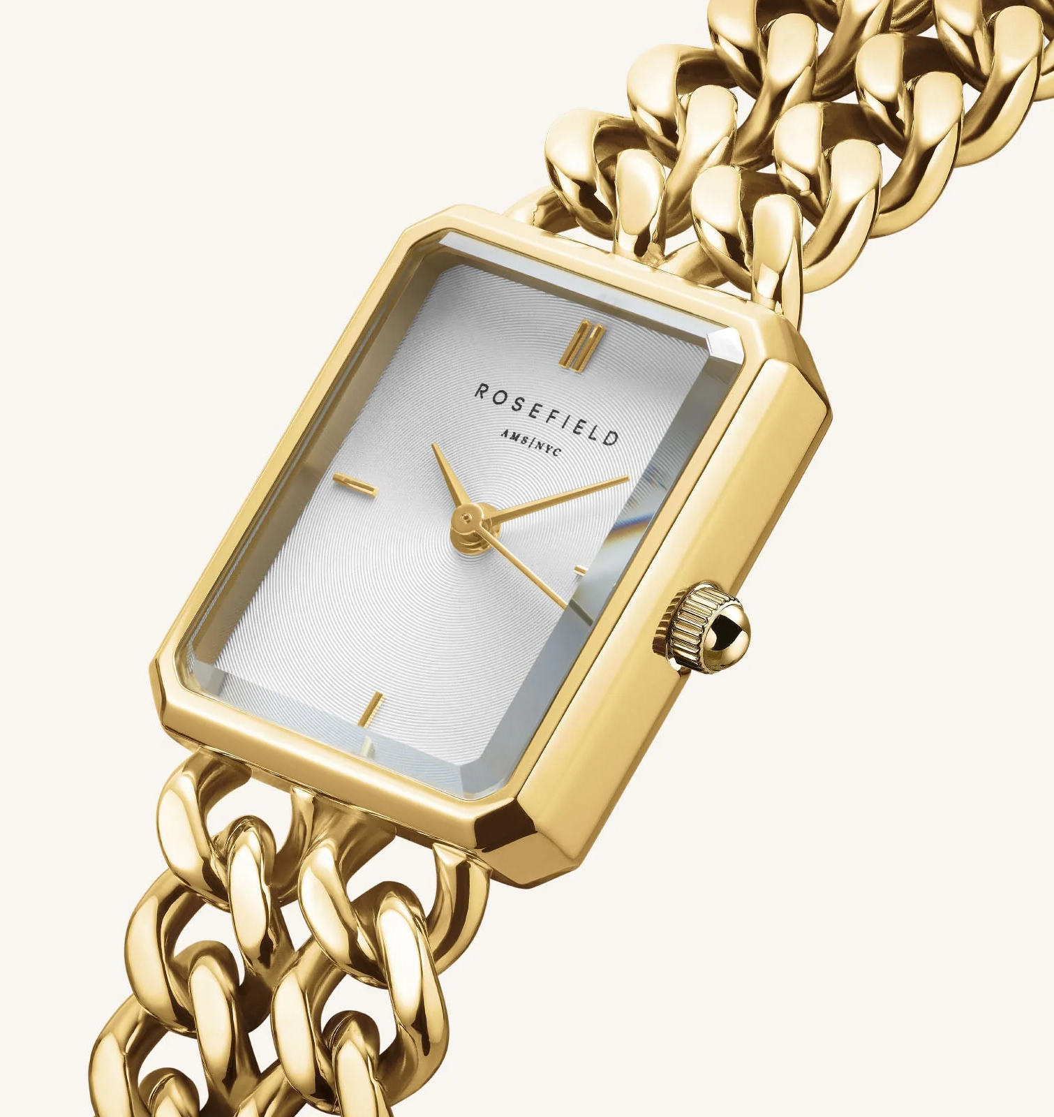 萬年鐘錶 -  【ROSEFIELD】  阿姆斯特丹設計師品牌 The Octagon 系列 時尚簡約長方形手鍊式錶帶女錶  SWGSG-O76  錶徑19.5MM