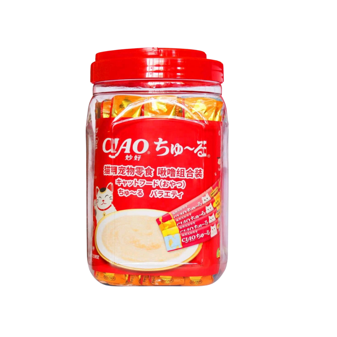 Ciao 貓用零食 - 4款口味組合 (桶裝60條x 14g)