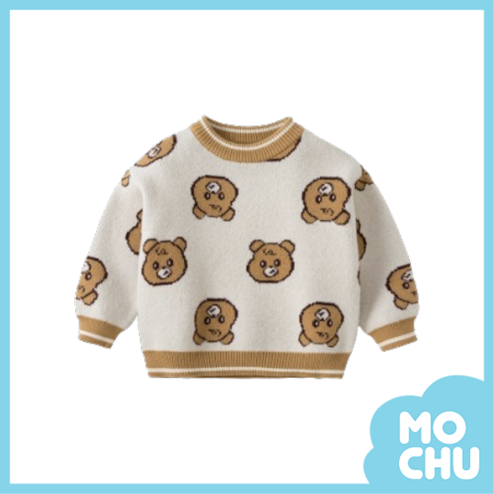 淺駝熊長袖針織上衣