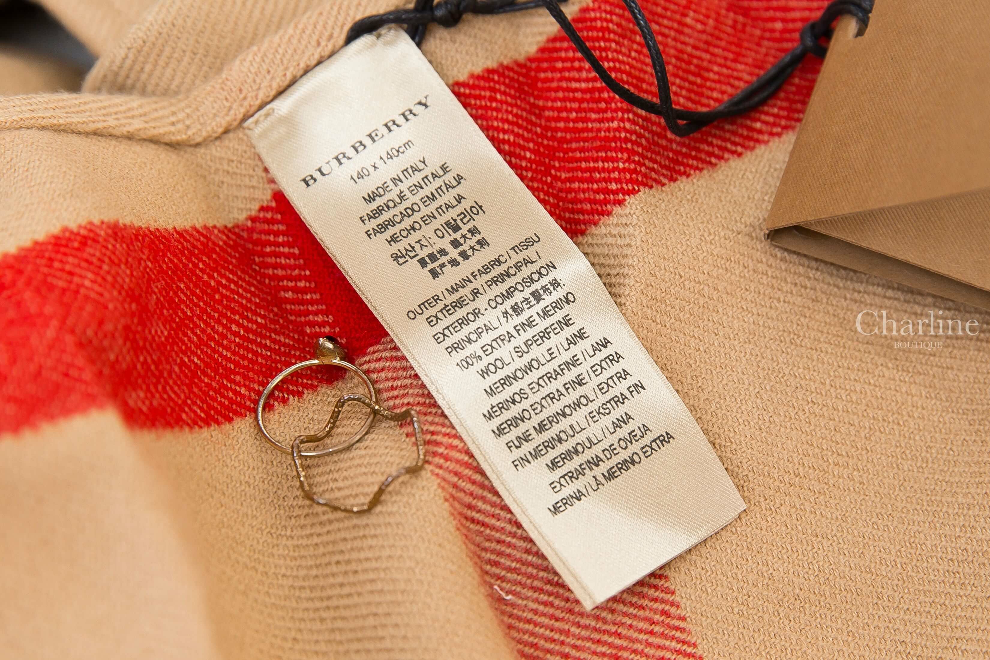Burberry Wool Cape 駝色雙面羊毛經典米色紅黑白格紋斗篷披肩-Charline Boutique 精品代購
