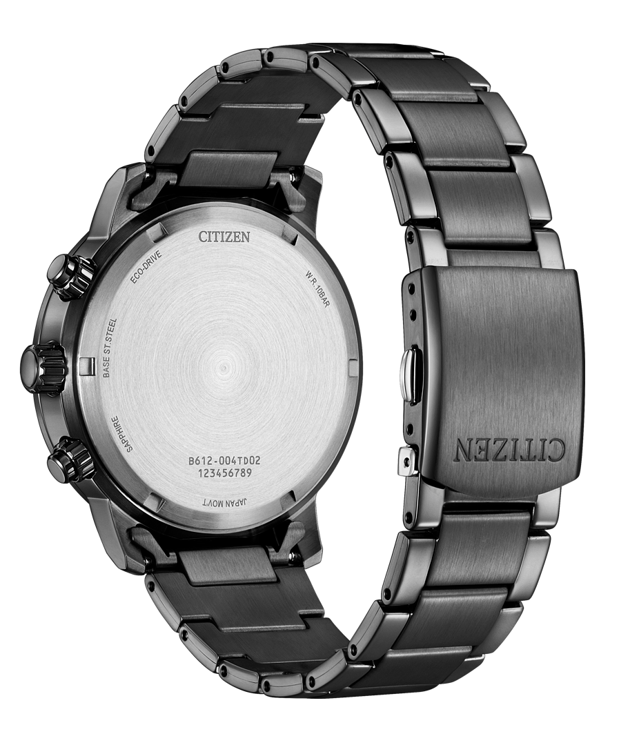 萬年鐘錶 - Citizen 星辰錶 光動能全黑三眼計時碼表款男錶 CA0845-83E 錶徑43MM