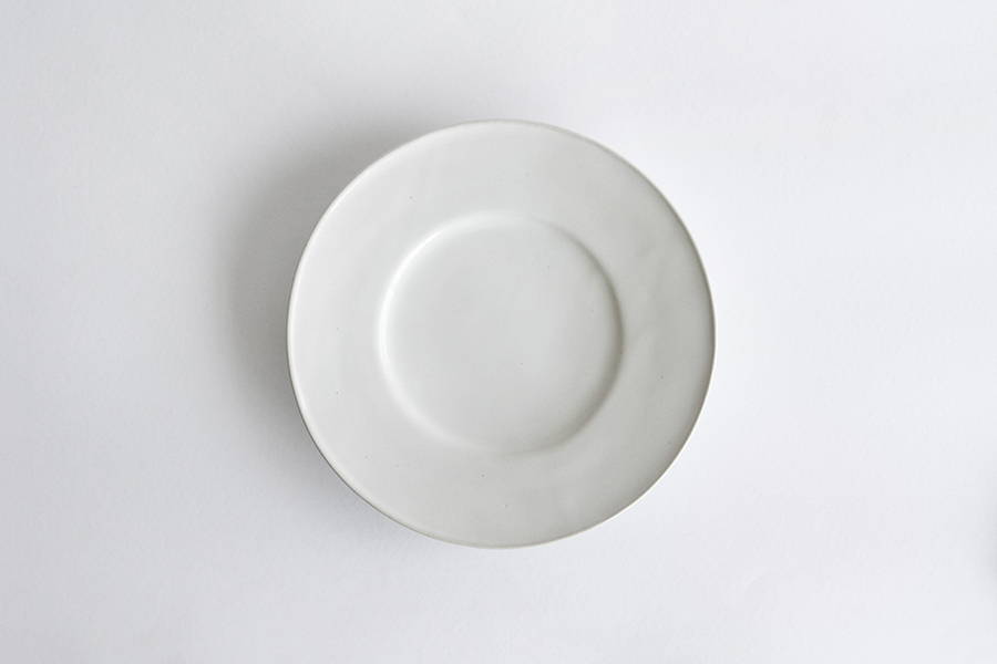 河合竜彦-白釉 玉緣邊皿 M