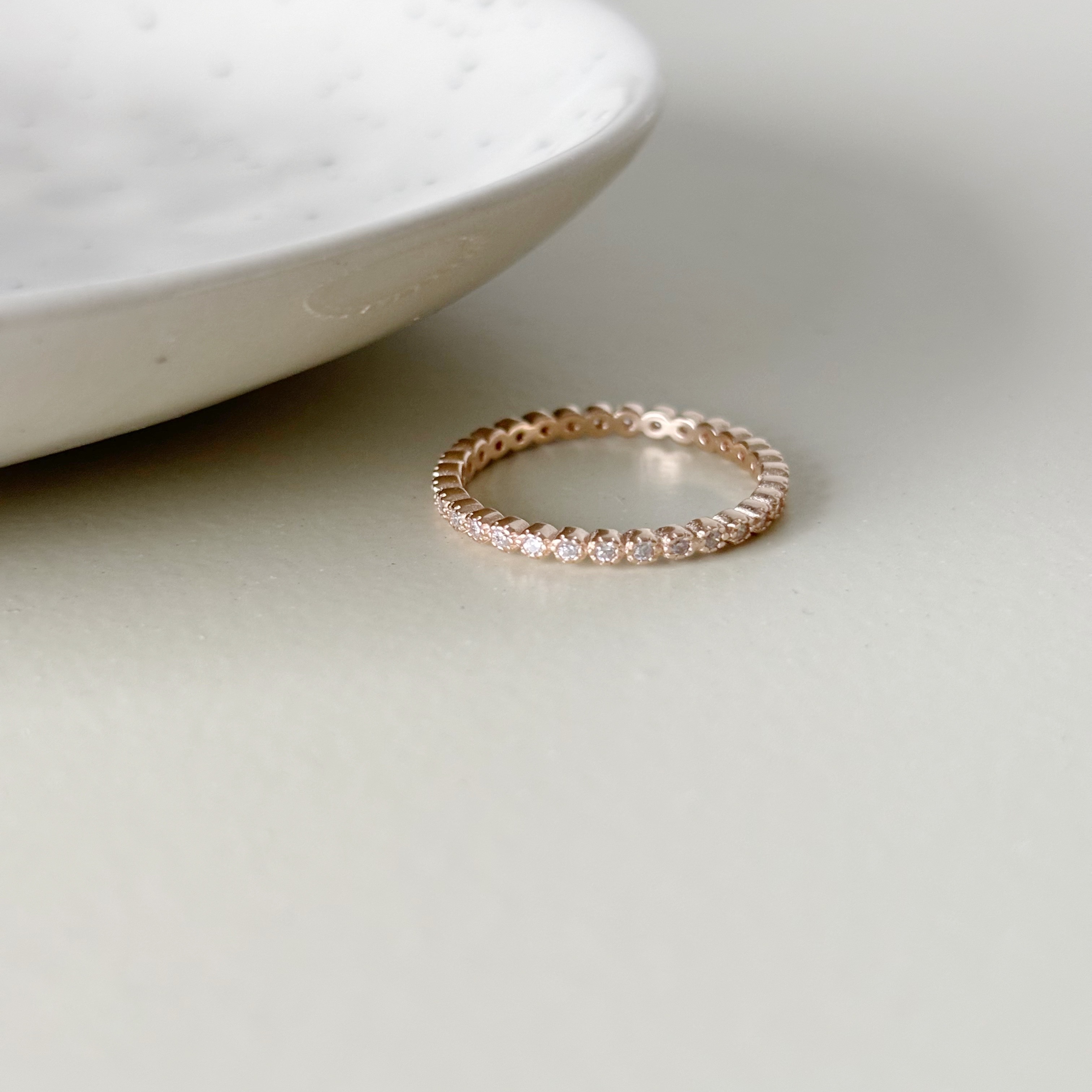 整圈蛋糕鋯石戒指-玫瑰金