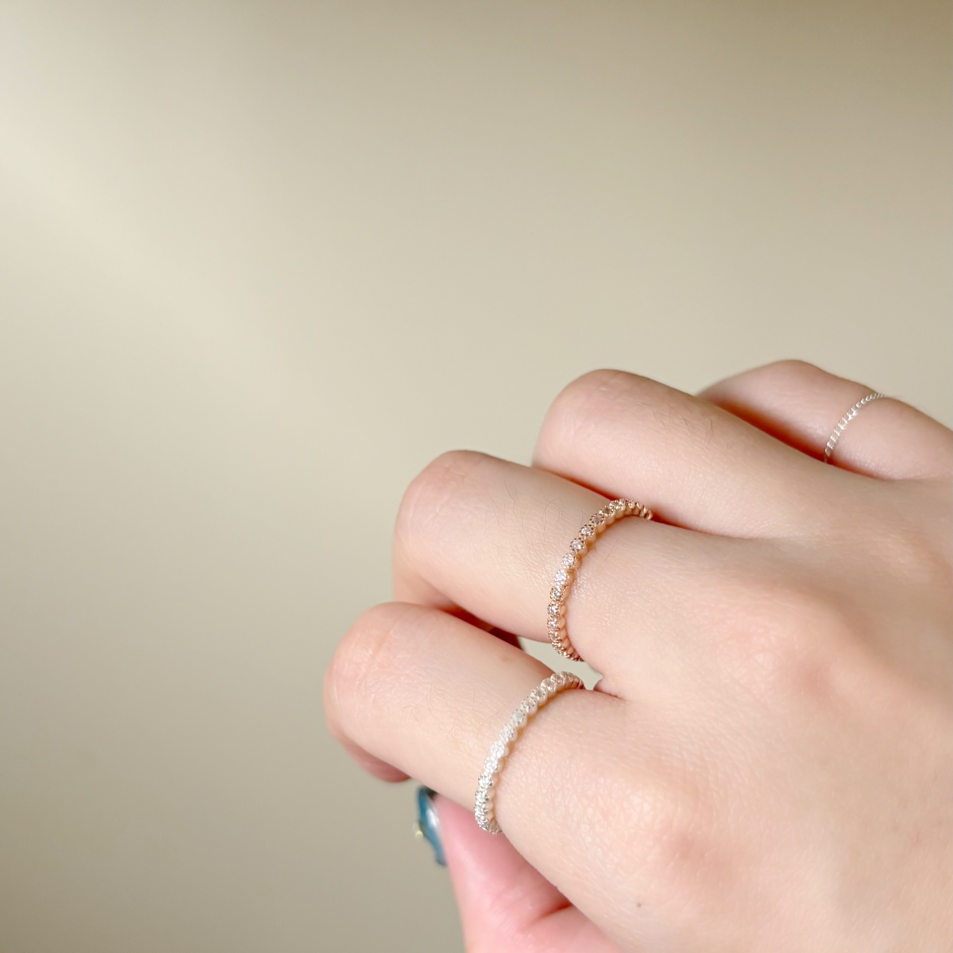 整圈蛋糕鋯石戒指-銀