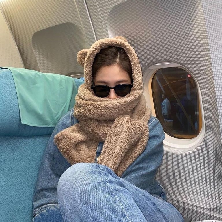 韓國連線🇰🇷AZFZ  Jennie 同款 泰迪熊 連帽 圍巾🧸3色