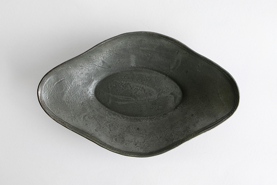 河合竜彦-青灰 木瓜皿 L