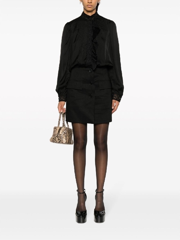 TWINSET 細褶絲上衣(黑)