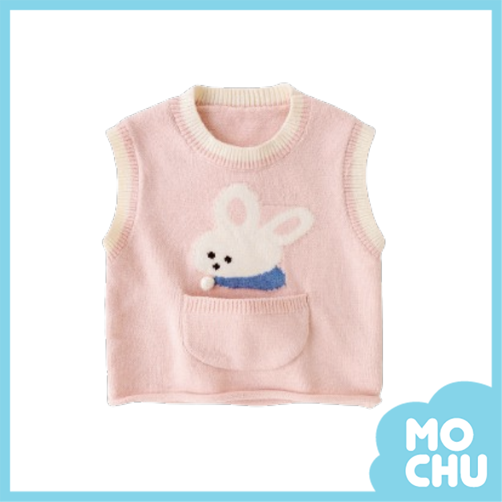 粉底口袋兔針織背心