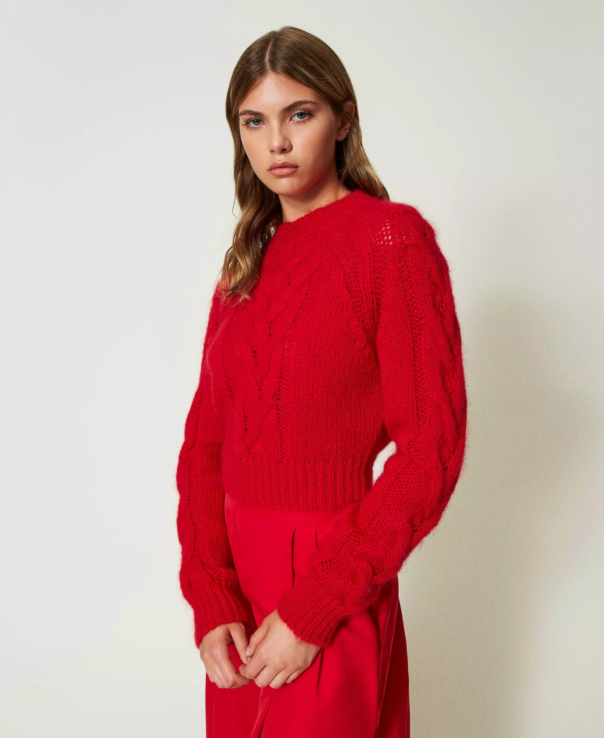 TWINSET 馬海毛短毛衣(紅)