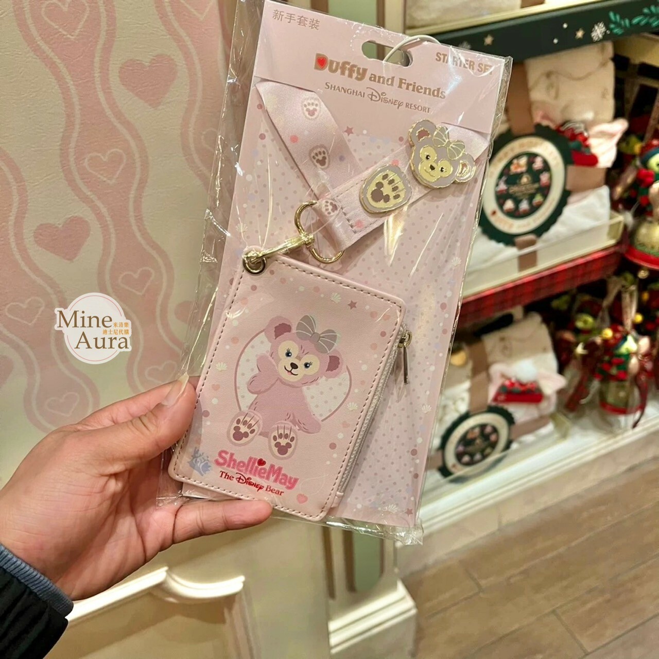 雪莉玫 ShellieMay 新手徽章套組 拉鍊票卡夾 掛繩 -上海迪士尼樂園