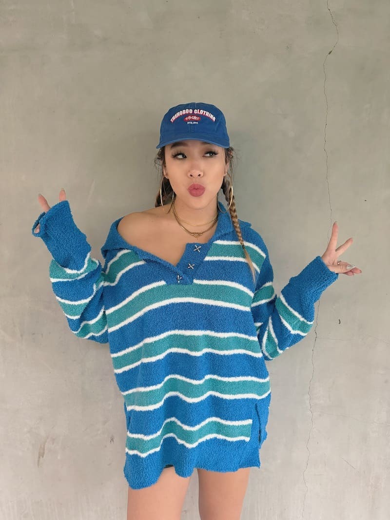 寶藍撞色標語棒球帽