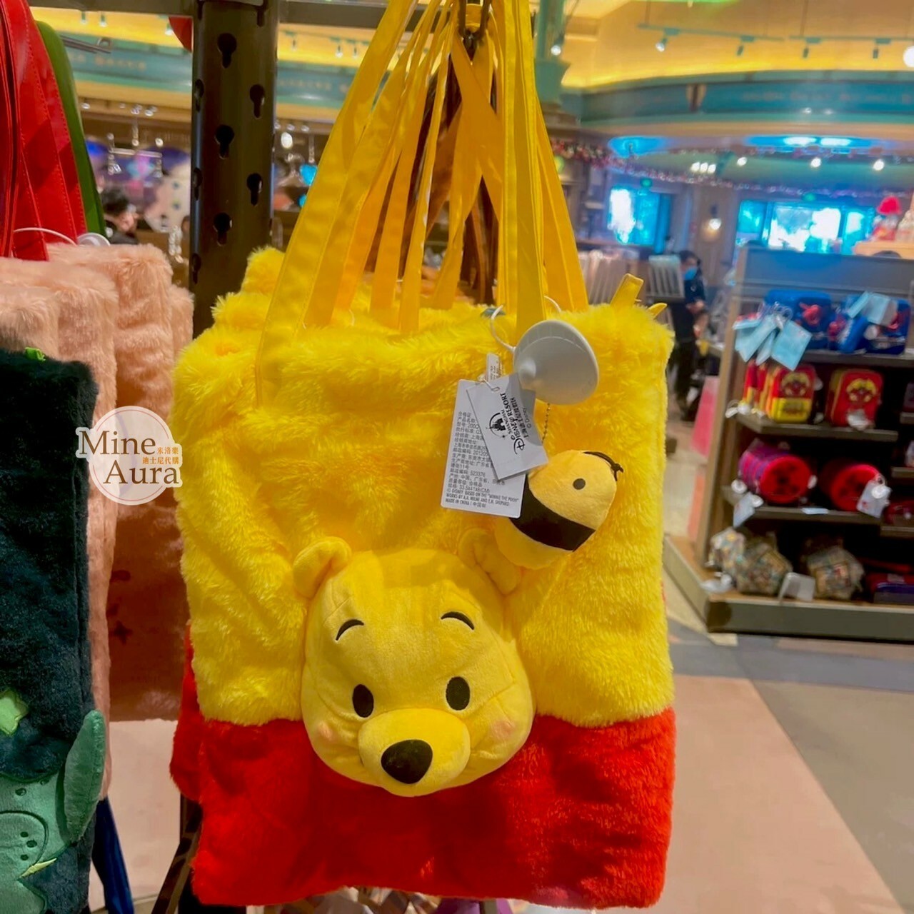 小熊維尼 Winnie the Pooh 大頭造型 絨毛 手提包 托特包 -上海迪士尼樂園