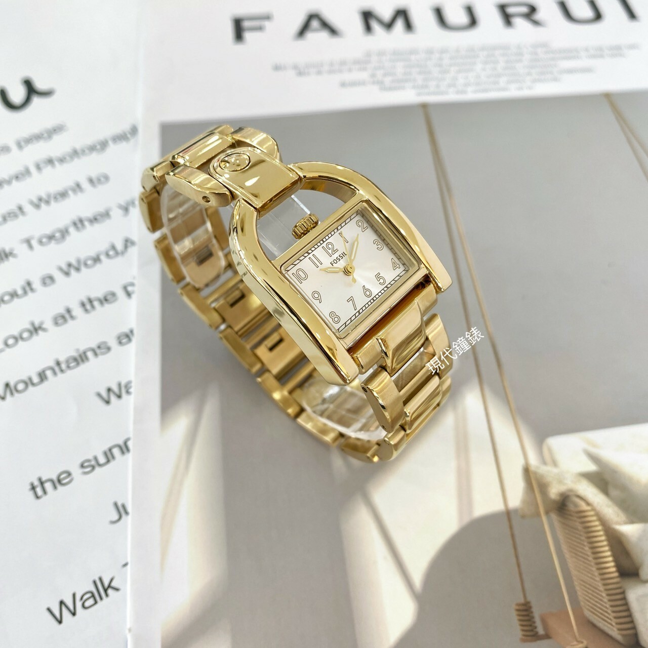 【FOSSIL】Harwell 耀眼金經典馬鞍造型女錶 ES5327 28mm 現代鐘錶